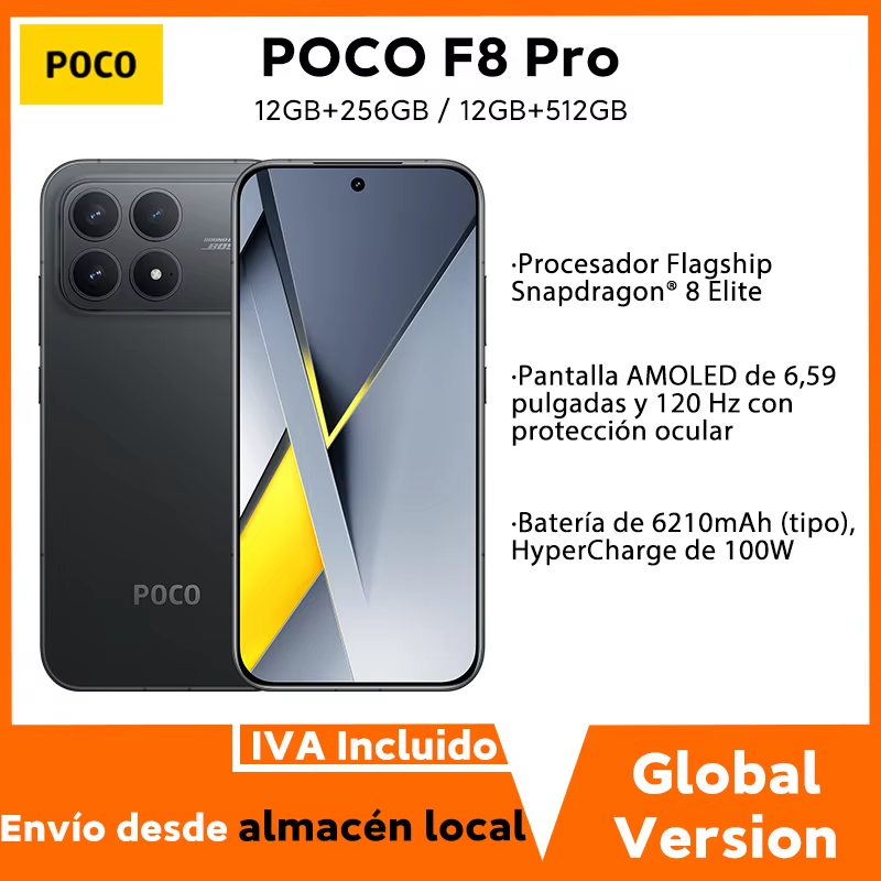 【Estreno mundial】POCO F8 Pro 5G Versión global Smartphone Snapdragon ® 8 Elite Pantalla AMOLED HyperRGB de 6,59" 120 Hz 6210 mAh NFC