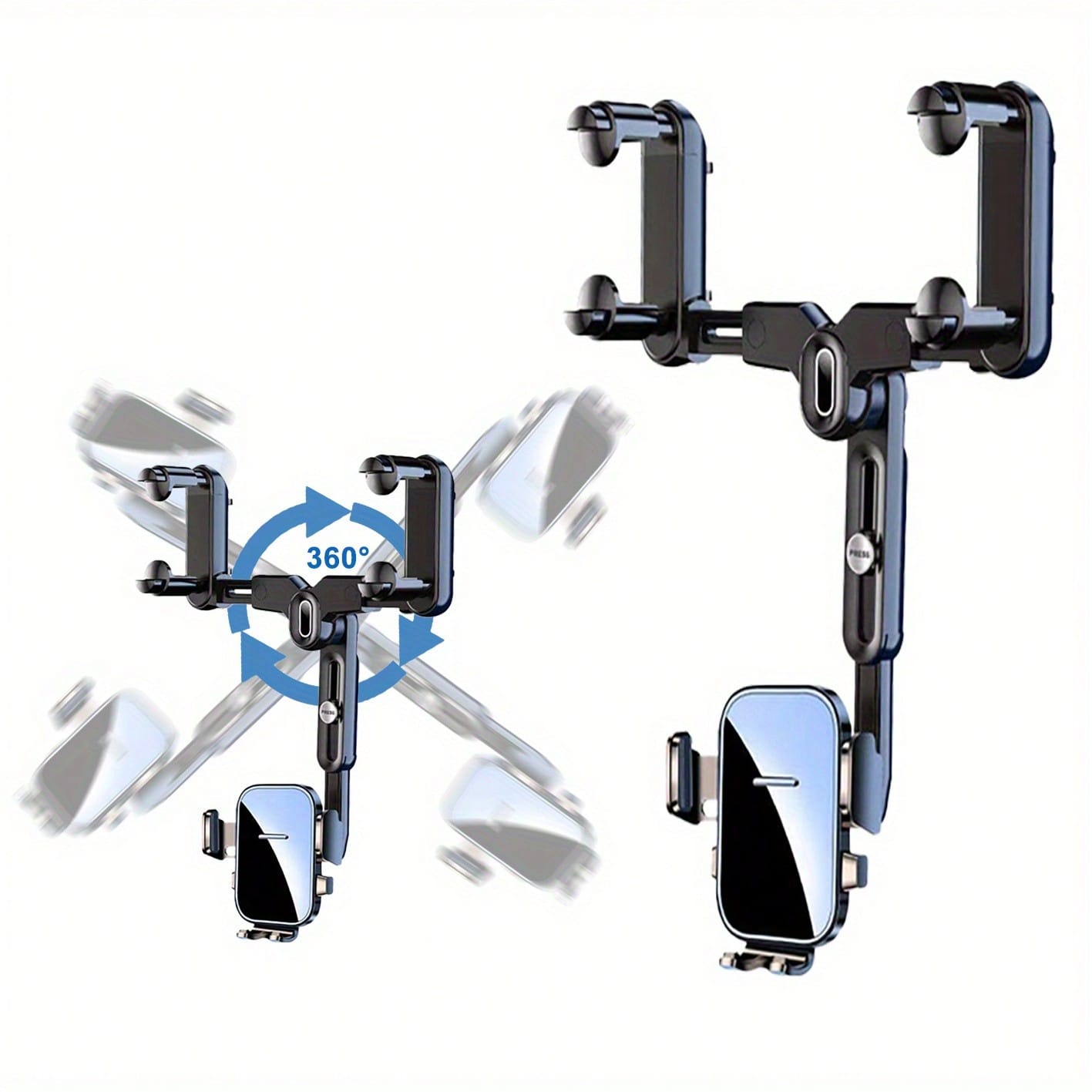 Support de Téléphone de Voiture Rotatif et Rétractable à 360 °, Rétroviseur, Invite ket, Multifonctionnel, Réglable, Universel