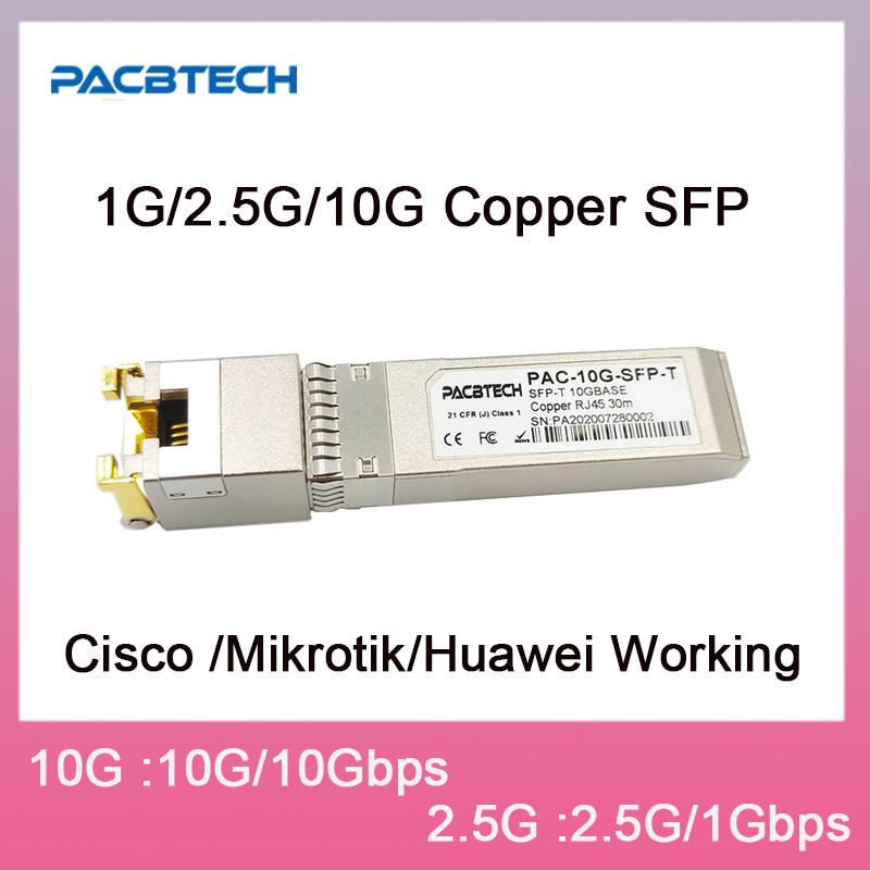 Módulo transceptor SFP + de cobre 10G RJ45 1G rj45 sfp 10g 11gb rj45 sfp para enrutadores de interruptor Cisco/Mikrotik totalmente Compatible 30M