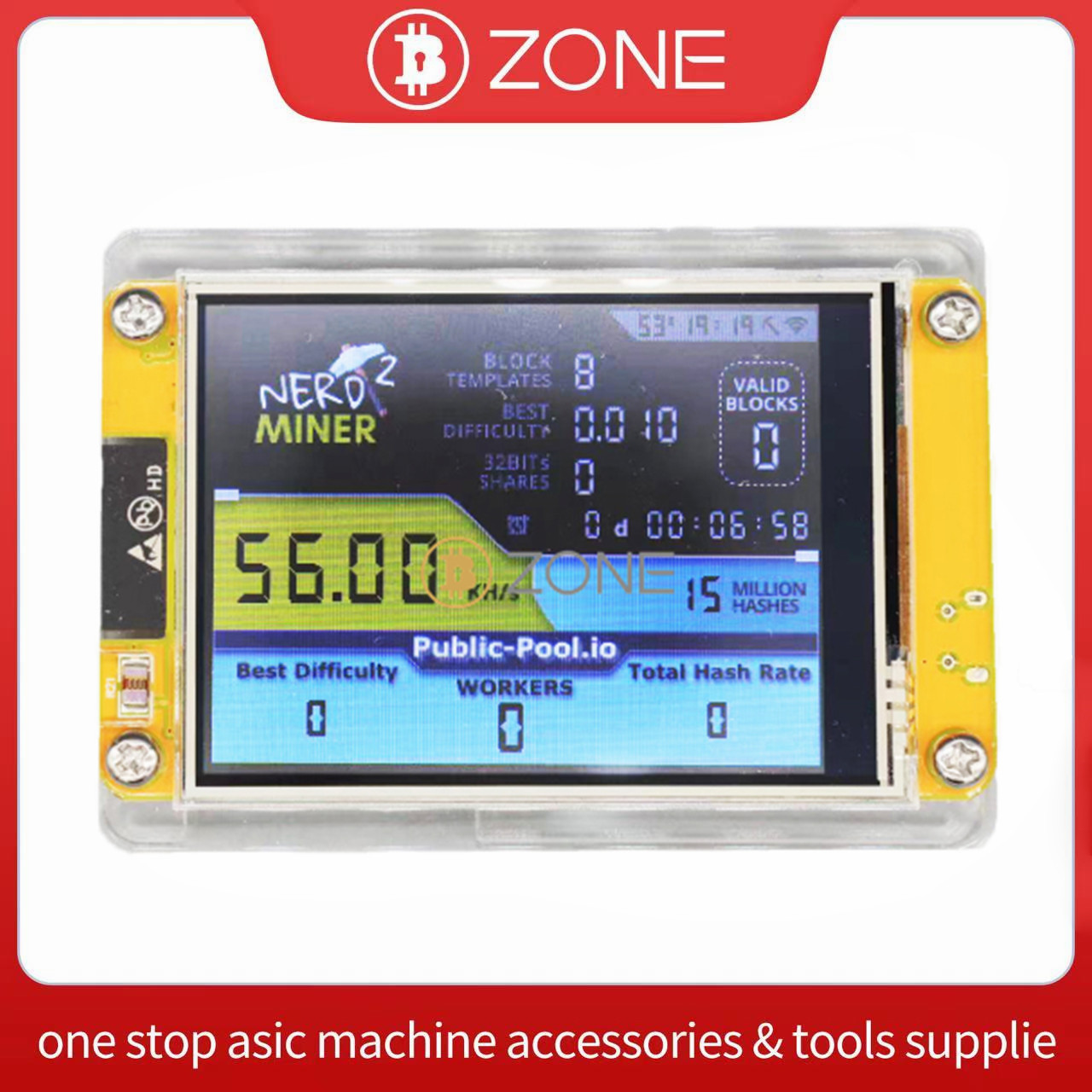 Bitcoin Nerd Miner V2 56KH/S Pantalla de 2,8 pulgadas Firmware 1.6.3 BTC Nerdminer Pantalla LCD inteligente Crypto Solo Lottery Miner