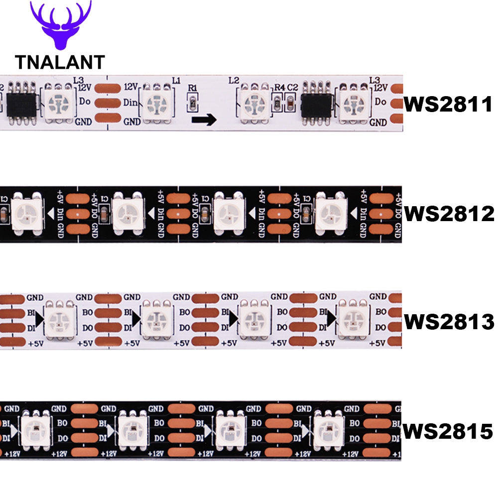 Tira de luces LED WS2812B WS2811 WS2815 WS2813 RGBIC WS2812 30/60/144 píxeles/Leds/m cinta de luz inteligente direccionable individualmente DC5V/12V