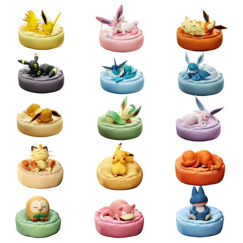 สินค้าของแท้ โมเดลโปเกมอนท่าทางนอนหลับ ของตกแต่ง ซีรีส์อนิเมะ แอคชั่นฟิกเกอร์ ซิลเวียน อัมเบรียน ชาร์แมนเดอร์ โมเดลตุ๊กตา ของเล่น ของขวัญ