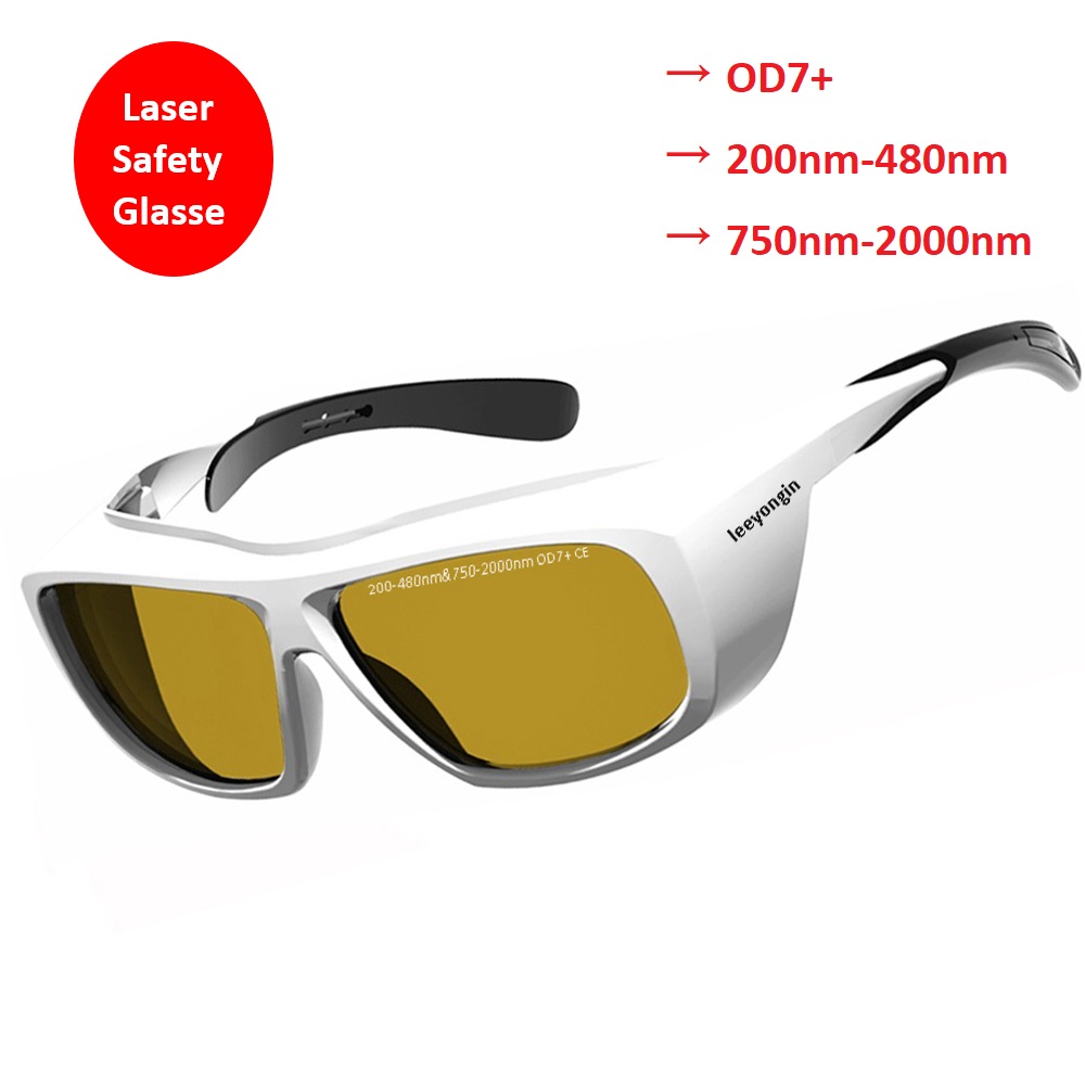 Okulary ochronne do laserów i IPL, OD7, długość fali 405nm 445nm 755nm 808nm 980nm 1064nm, fioletowe, czerwone, podczerwone, ochronne okulary laserowe.