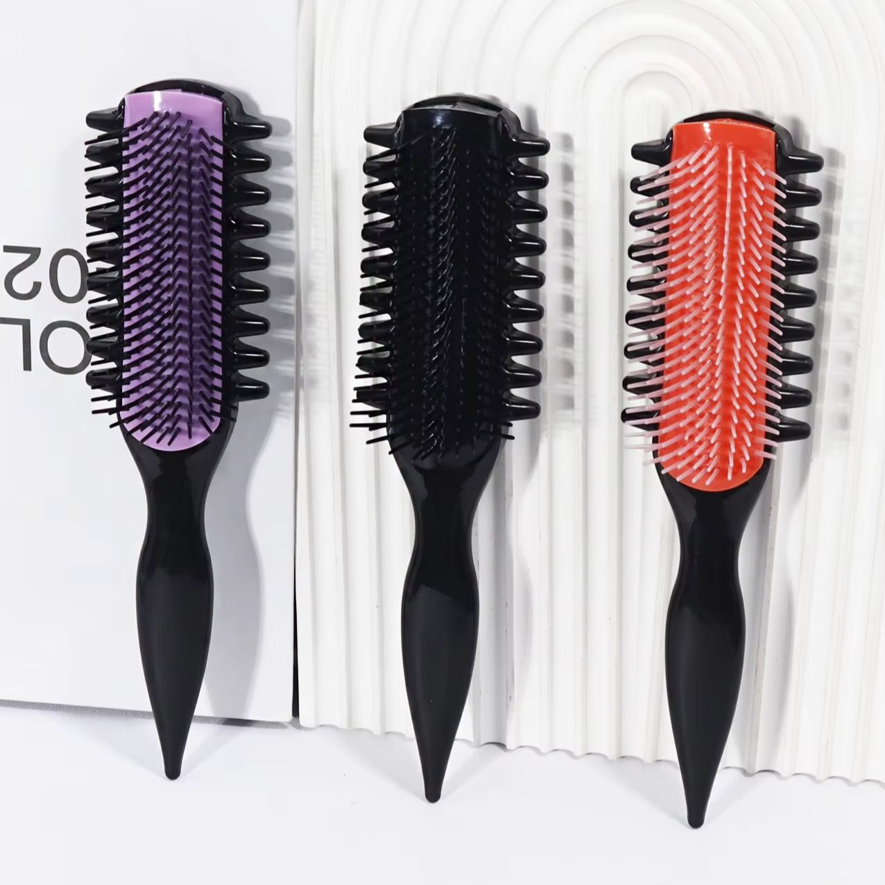 Peine de nailon de nueve filas con múltiples dientes, peine para rizar, cerdas de nailon, antiestático y resistente al calor, especial para pelucas de cabello natural.