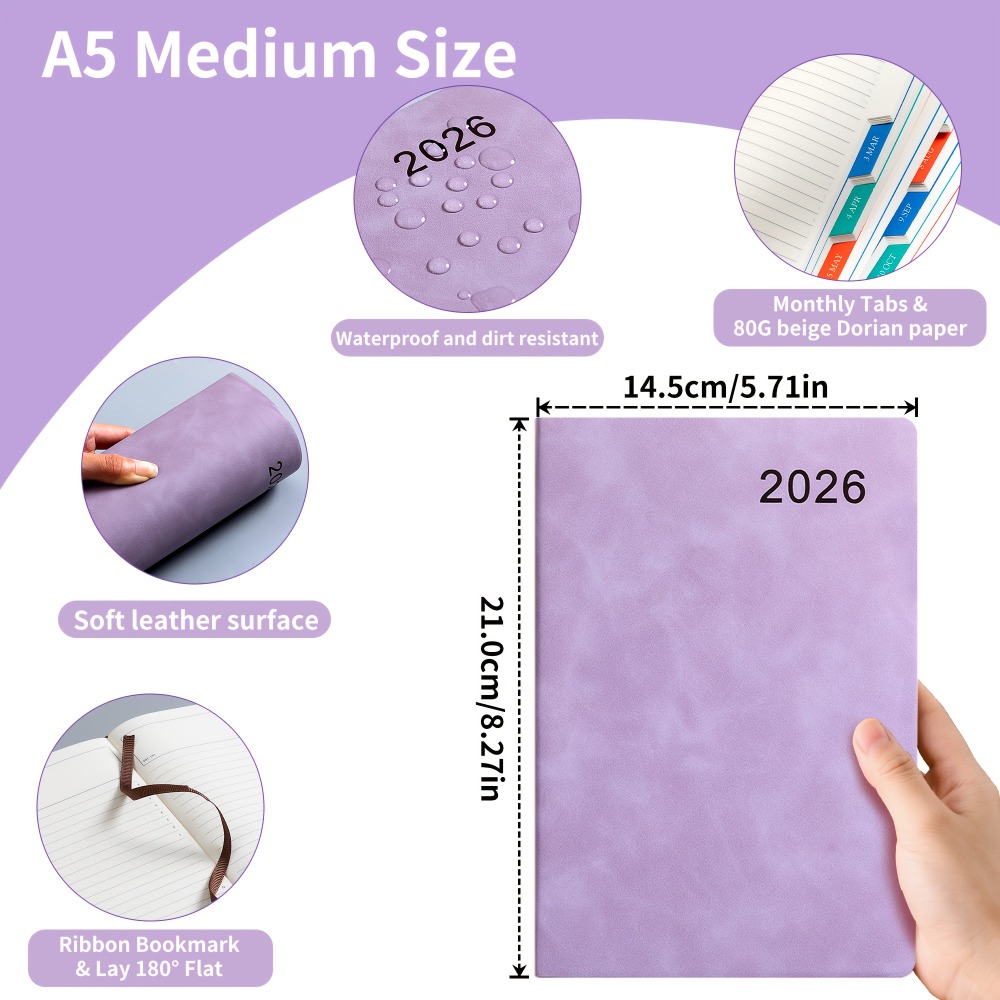 2026 Self-Discipline Planner Weekly Monthly Layouts Daily Organizer Portable B5Calendar Book