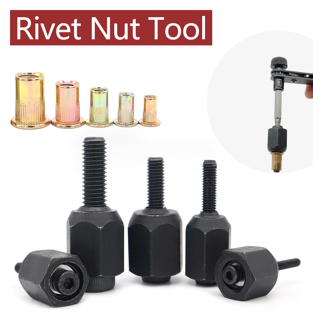 Rebite Nut Ferramenta Broca Adaptador, Mão Riveting, Nut Gun Cabeça, Ferro fino Manual, Rebitador elétrico, Rivnut Acessório, M3, M4, M5, M6, M8
