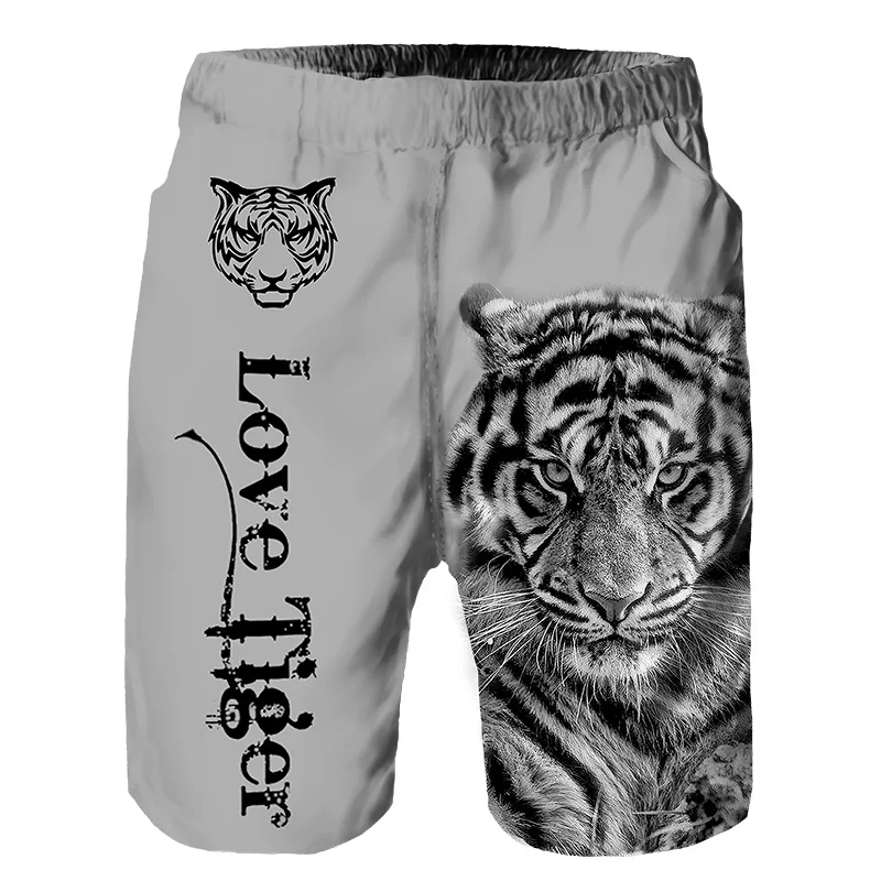 Pantalones cortos de playa para hombre, bañador informal con estampado 3d de Tigre, transpirable, con bolsillos, novedad de verano 2024