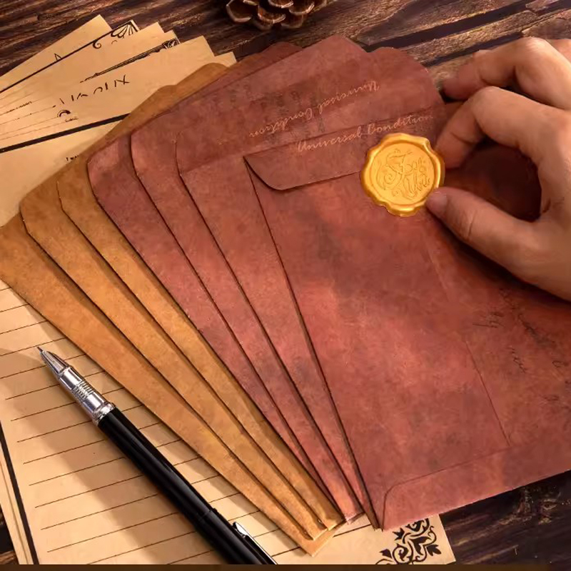 20pcs/set Vintage Envelopes Kraft Paper Letter Writing Wedding Party Invitation Card Bag Gifts Bags Envelopes Sealing Stickers