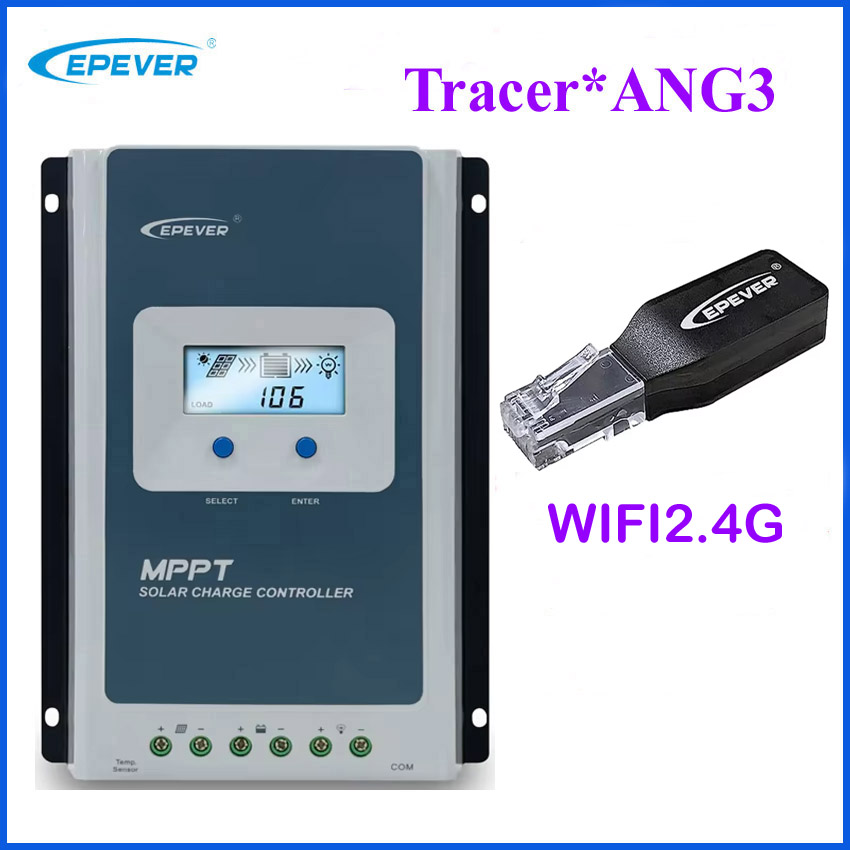 EPEVER nueva generación TracerANG3 10A 20A 30A 40A con aplicación móvil WIFI2.4G 12V24V MPPT regulador de cargador Solar sin batería