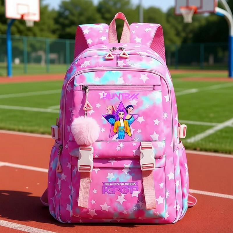 Ransel Pelajar Motif Pemburu Setan KPop Tas Sekolah Kapasitas Besar Ransel Pelajar Remaja Tas Laptop Travel Wanita