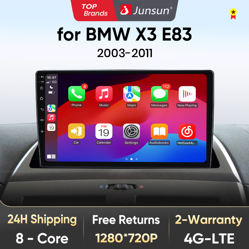 Junsun v1 ai stimme drahtloses carplay android auto radio für bmw x3 e83 2004-2012 4g auto multimedia gps 2din autoradio