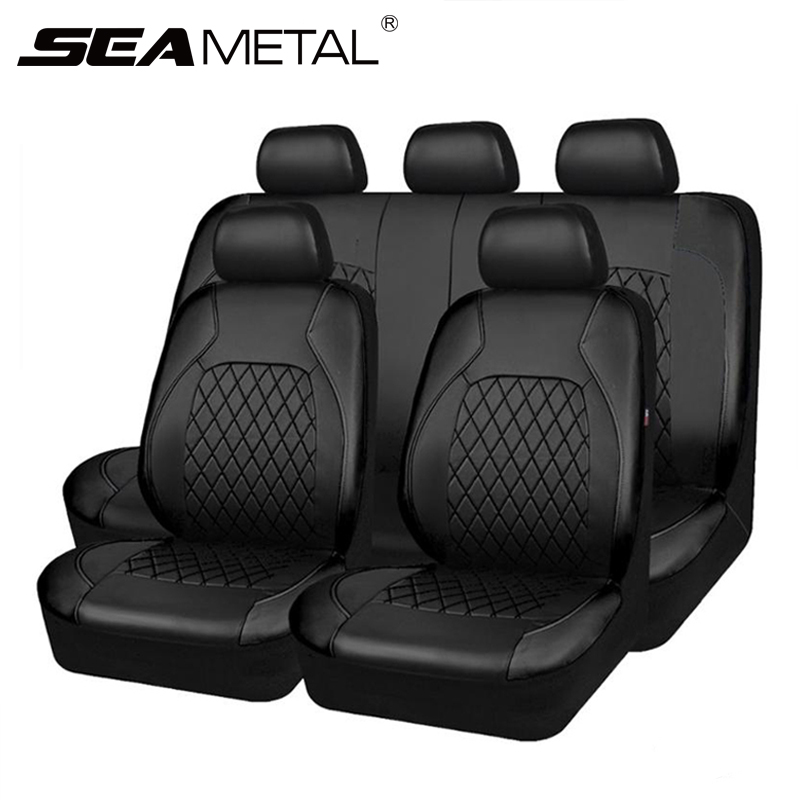 Set di coprisedili per auto universale Cuscino per veicolo in pelle PU Cuscinetto protettivo completamente circondato Antigraffio per camion pick-up berlina Suv