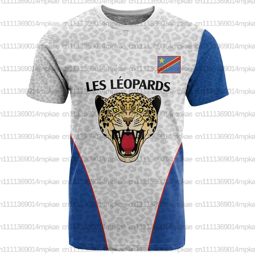 T-shirt stampata a maniche corte con scollo rotondo da uomo, nuovo stile estivo, top casual e ampio della Repubblica Democratica del Congo