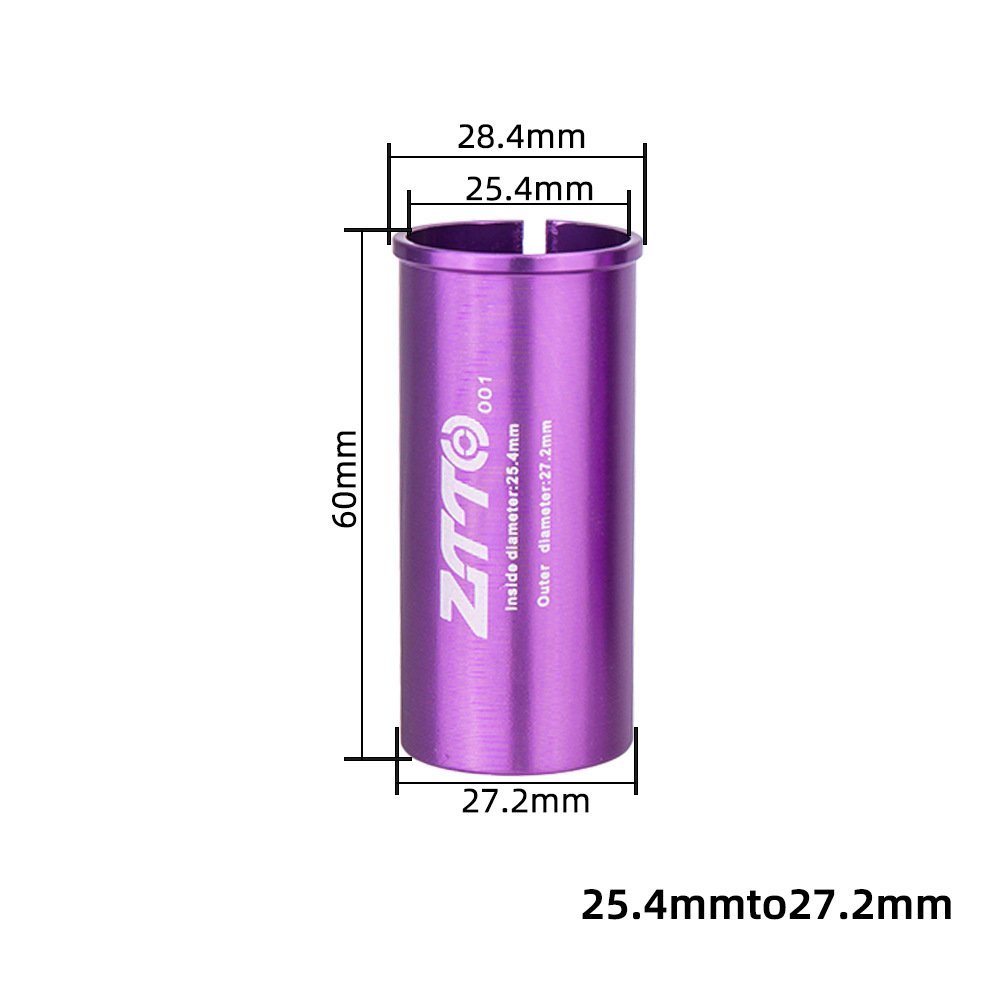 Adaptador de conversión de tija de sillín de bicicleta de montaña, reductor de manga de tubo de cuña, aleación de aluminio de alta calidad, púrpura duradero