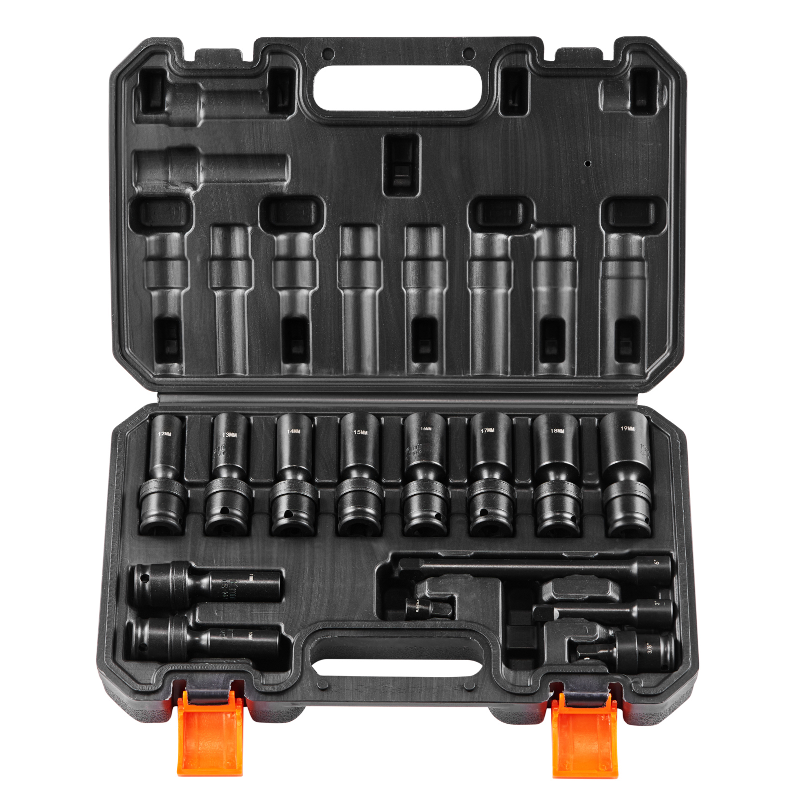 SucceBuy Conjunto de soquete de impacto giratório de 360 graus 3/8 "conjunto de soquete profundo universal métrico 10-19mm 6 pontos cr-mo liga de aço para reparo