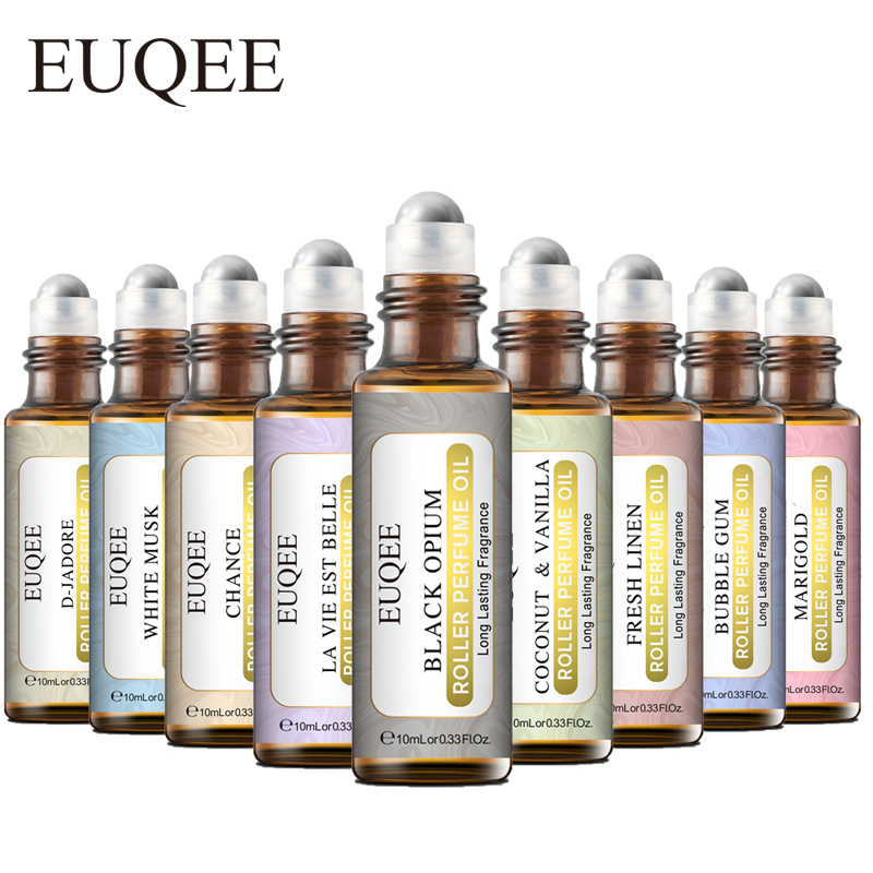 EUQEE 10ml rouleau frottis parfum huile pour femmes ligne fraîche noix de coco vanille ange pour aromathérapie, bricolage savon, fabrication de bougies