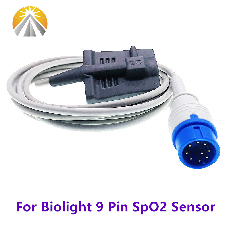 Do czujnika Biolight SpO2 Niebieski Okrągły 9-pinowy wielokrotnego użytku Dla dorosłych dzieci Noworodków Cyfrowy monitor PD z wyjściem pacjenta A6 Q5 Q7 A8 A9
