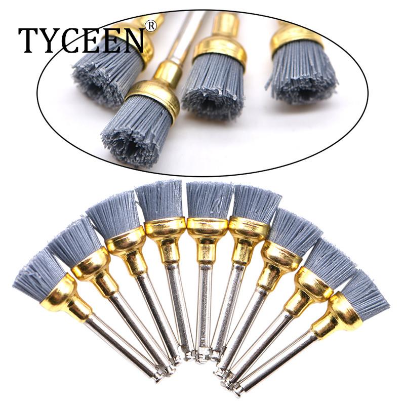 10Pcs Dental Polishing Brush Silicon carbide Material Latch Flat Bowl Teeth Polisher Prophy Brushes for Contra Angle Handpiece