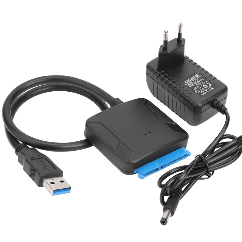 Cavo adattatore SATA a USB 3.0 per HDD SSD da 3,5/2,5 pollici SATA III Convertitore disco rigido Supporto UASP con adattatore di alimentazione 12V
