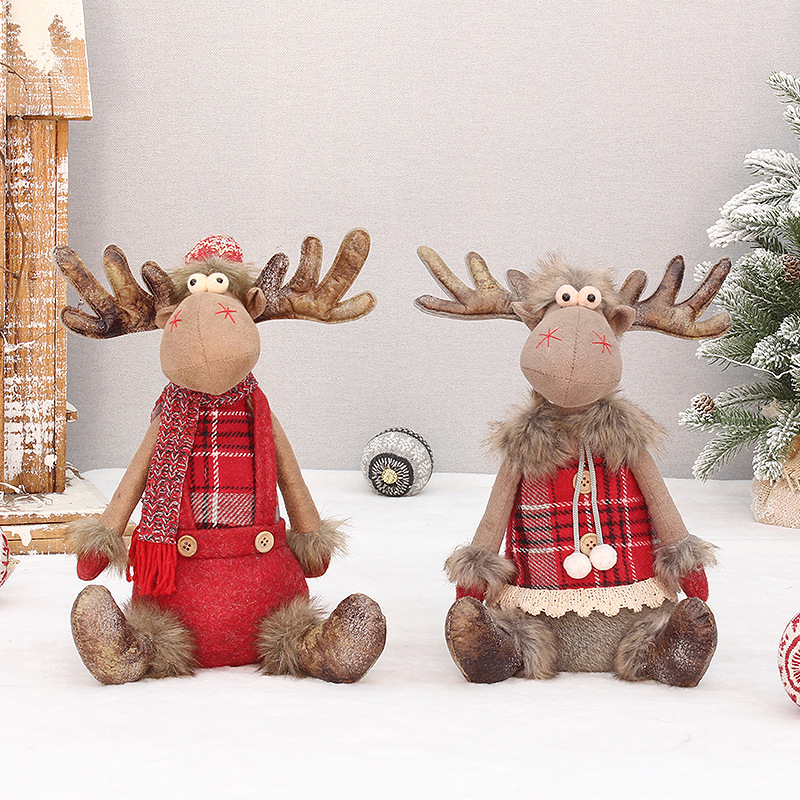 Grande rena de natal elk boneca de pelúcia ornamento de mesa para festa de natal presentes de ano novo natal decoração de mesa para casa noel 2023