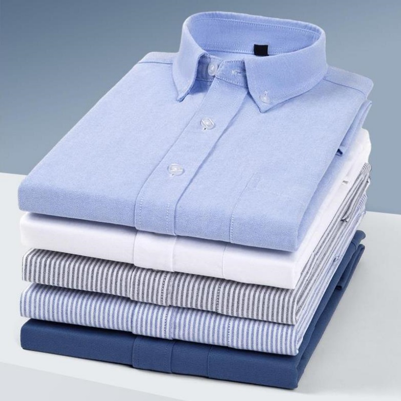 Qualité nouveau 100% coton Oxford chemise à manches longues pour hommes chemises habillées sociales doux confortable coupe régulière décontracté homme vêtements