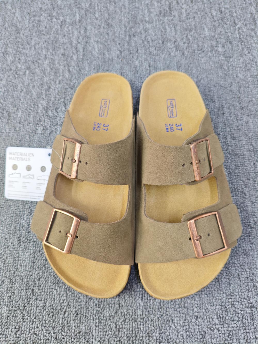 Vintage-Stil Unisex Doppelschnallen-Flachsandalen mit Kork-Einlegesohle – Lässiger Komfort für den Sommer