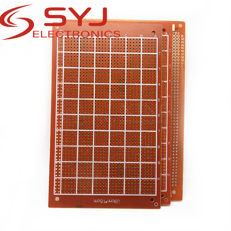 Placa experimental Universal, placa de circuito PCB de baquelita de un solo lado, amarillo-marrón, 9x15CM, 5 piezas
