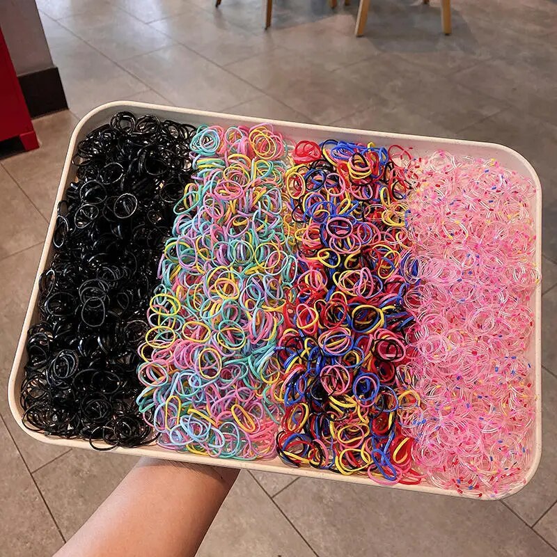 1500PCS หญิงที่มีสีสันทิ้งยางรัดผมแถบคาดศีรษะเด็กผู้ถือหางม้าวงเด็กอุปกรณ์เสริมผม
