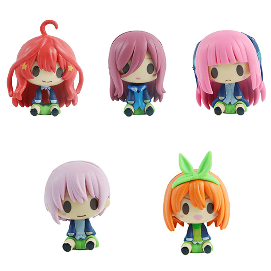5 Pçs/set Os Quintuplos Quintessenciais 4-5cm Mini Anime Girl Figura Kazuhana Nino Miku Nakano Shika May Presente de Aniversário de Natal