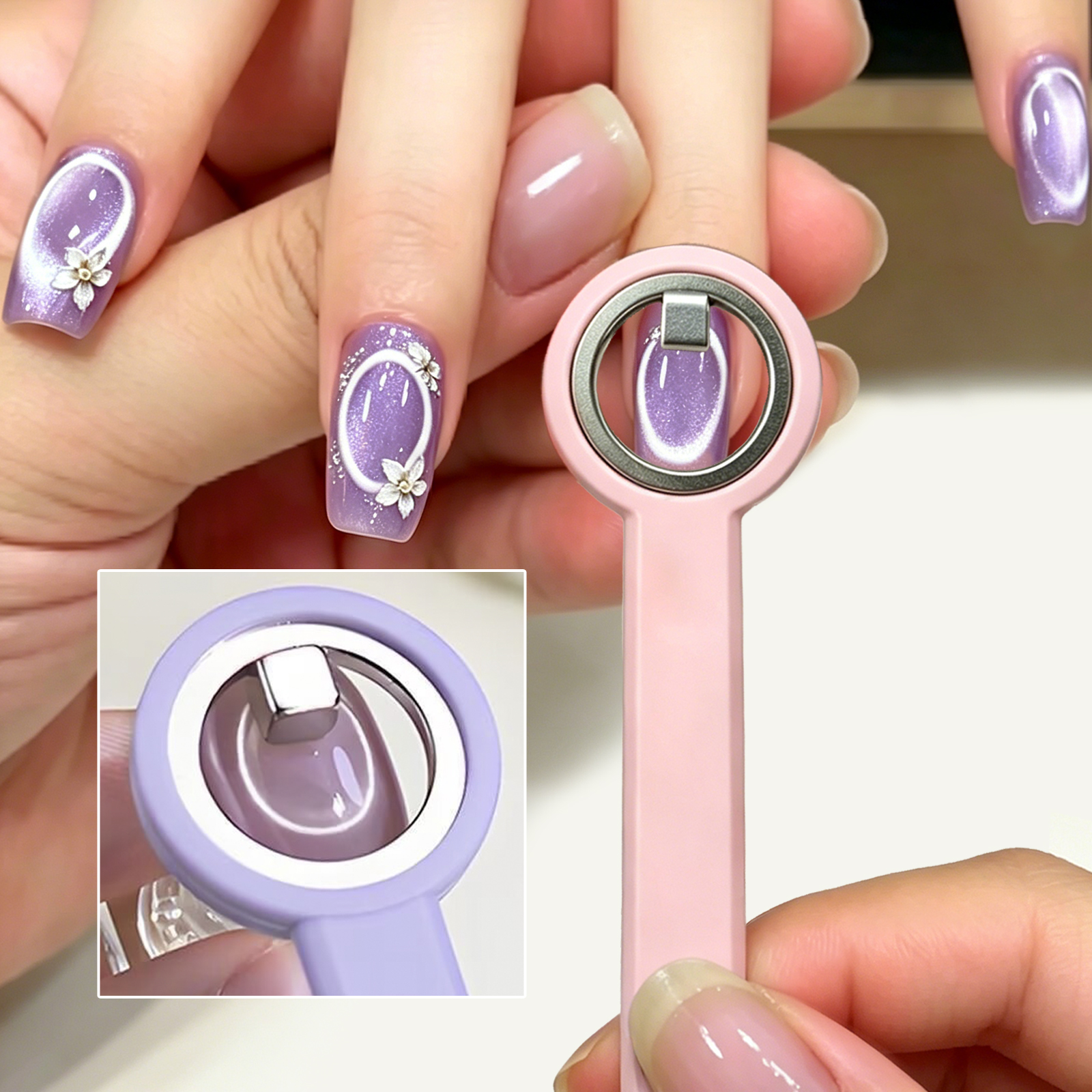 Magnetring mit Griff für Cat-Eye-Gel-Nagellack, DIY-Nagelkunst, Maniküre-Werkzeug