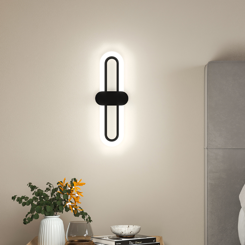 40Cm Moderne Ovale Led Wandlamp Met Acryl Schaduw, Wit Licht