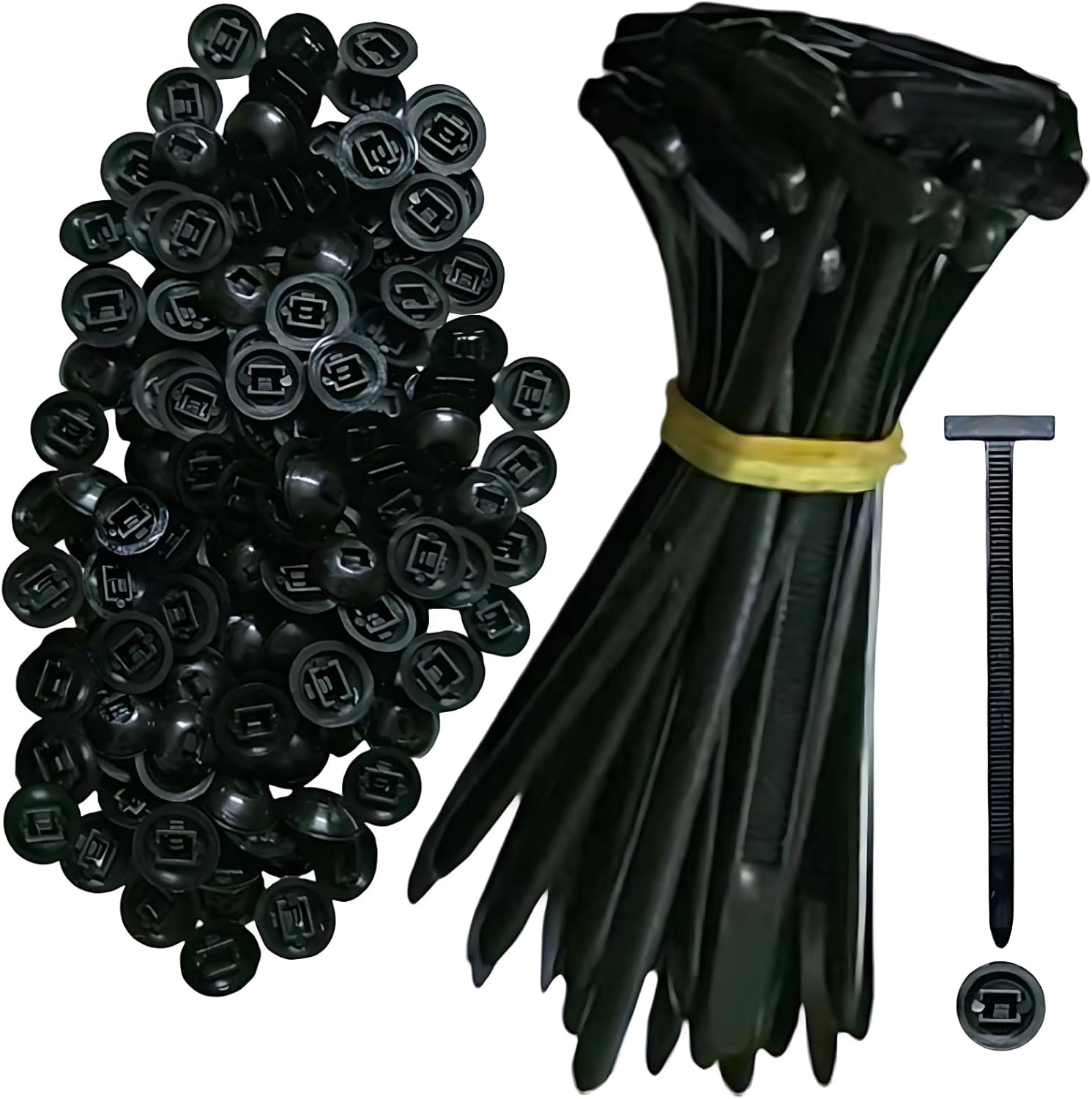 Hebilla de brida para cables Universal de nailon, soporte de bridas con cremallera resistente con diseño de Pin y botón, bridas para cables de plástico, herramientas, sujetadores para carrocería de coche