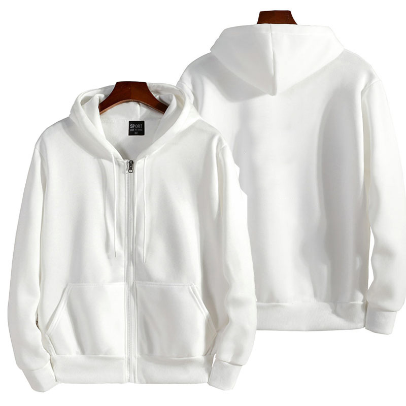 Moletom de manga comprida masculina e feminina, capuz com zíper, calçados esportivos monocromáticos, roupas casuais, outono, inverno, moda