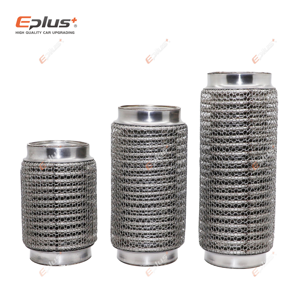 Eplus tubo de escape do carro telescópico conexão flexível malha aço fole silenciador tubo conector soldado universal