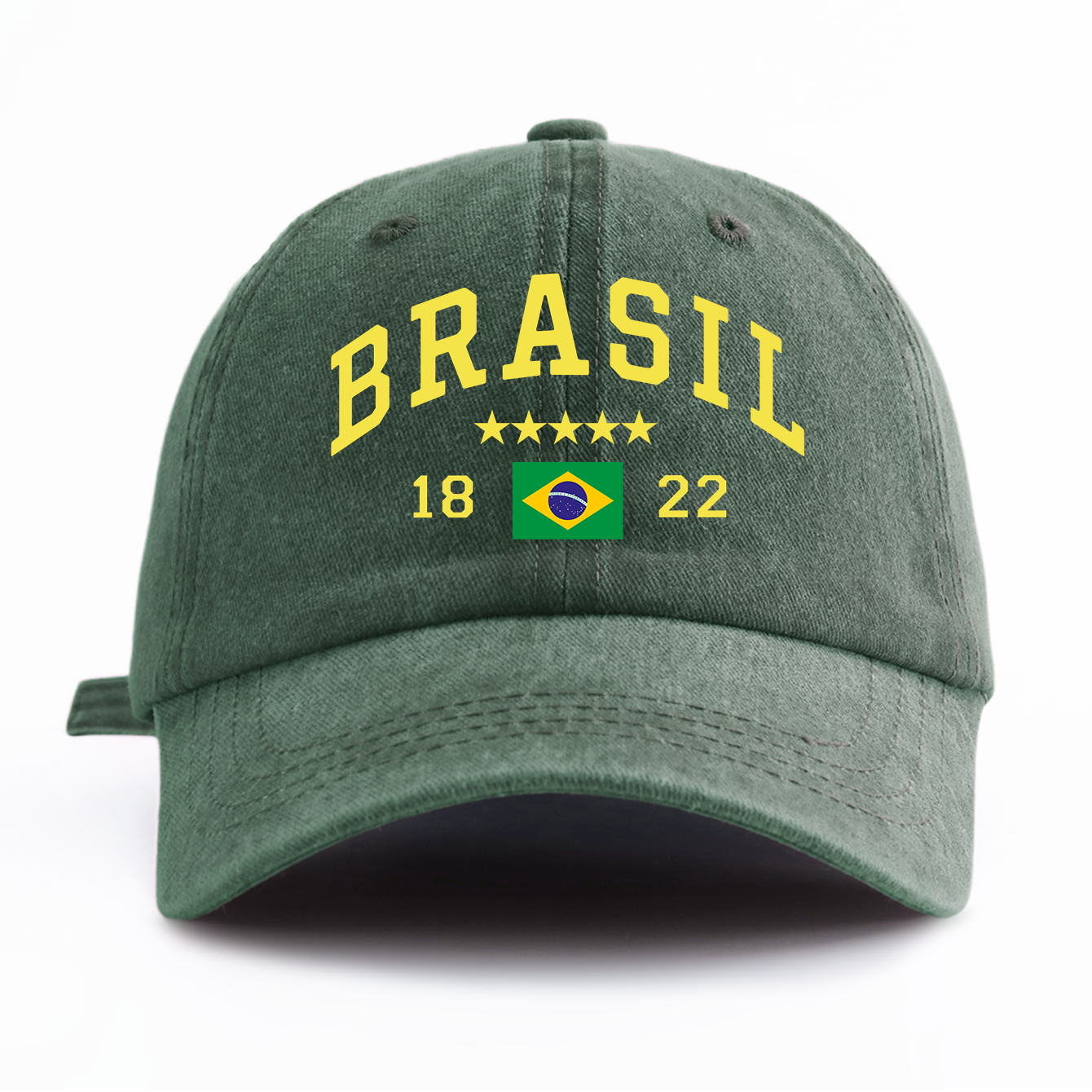 1pc BRASIL Print Washed Baseball Cap for Adults,Minimalist Retro Style Casual Soft Adjustable Dad Hat,Perfect As Gift