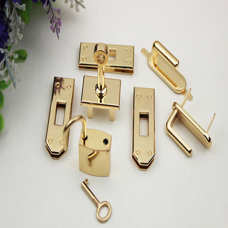 1 Juego (7 uds) 45mm 4 colores bolsa de Metal cerradura accesorios de Hardware bolso de mujer cierre giratorio hebilla de bloqueo DIY parte artesanía de cuero