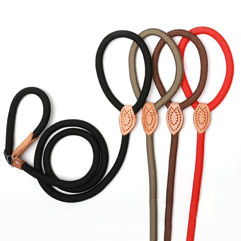 Trela do cão corda deslizante leash resistente trançada corda ajustável laço colar treinamento trelas para cães médios grandes