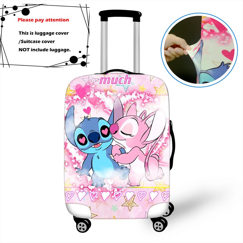 Disney Lilo Stitch Thun Hành Lý Bảo Vệ Xe Đẩy Vali Túi Bụi Ốp Lưng Hoạt Hình Phụ Kiện Du Lịch