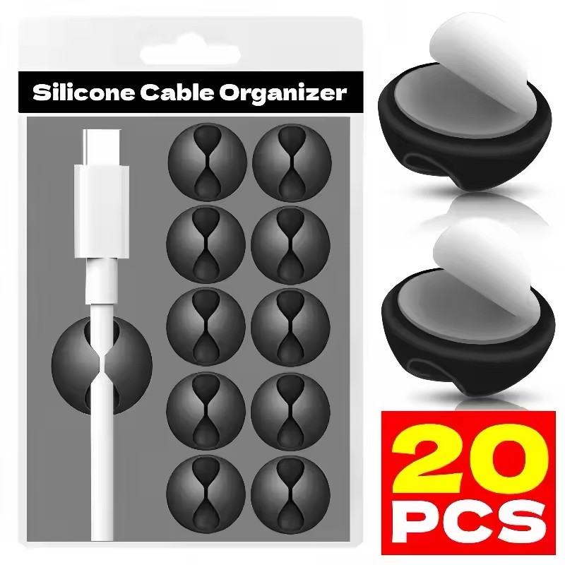 Attaches-câbles, support de cordon de téléphone, organisateur de câbles USB en silicone, gestion des fils auto-adhésive, enrouleur de câbles, cordon de chargeur d'écouteurs