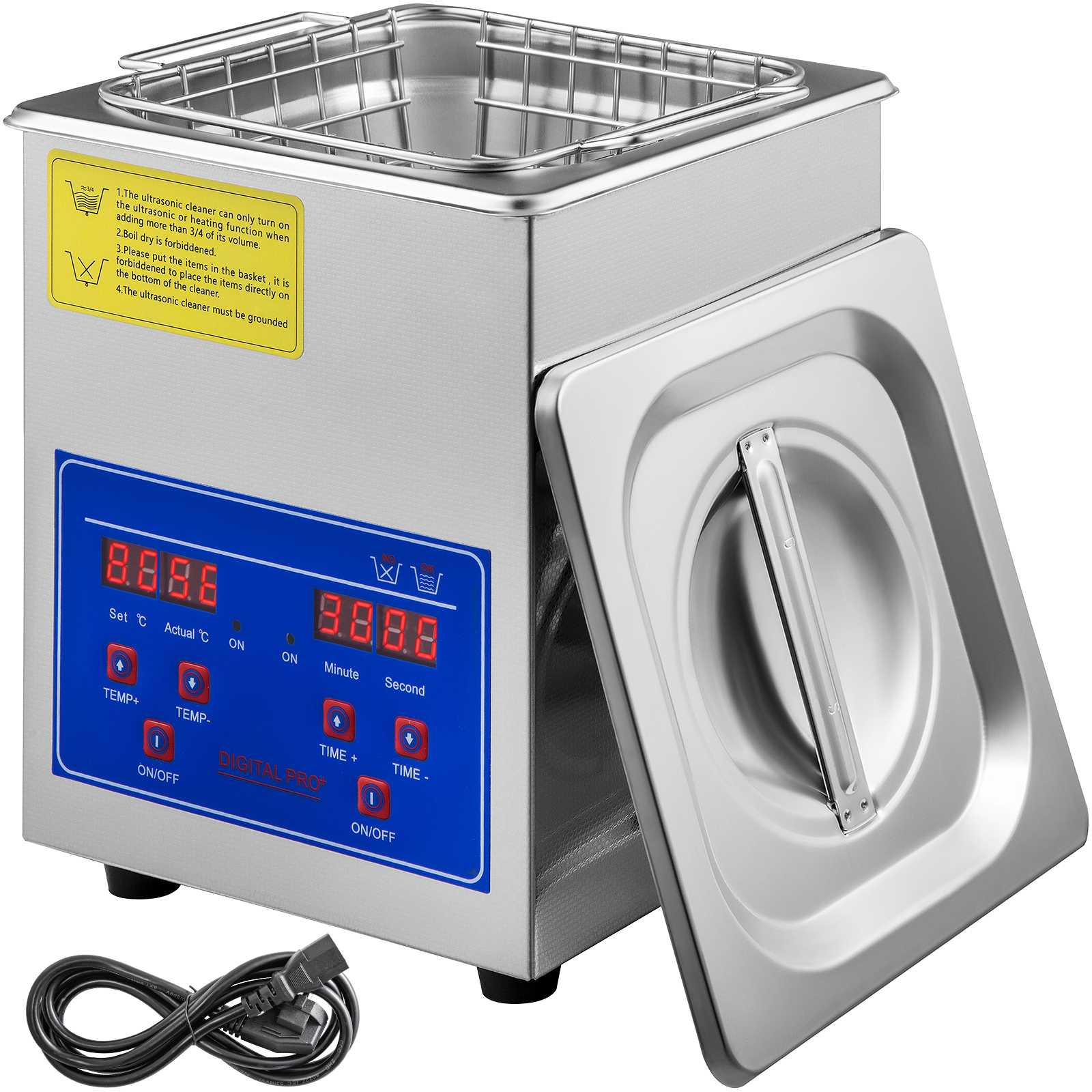 Vevor 2l limpador ultrassônico digital com temporizador 40khz 304 limpador sônico de aço inoxidável para óculos de relógio de joias