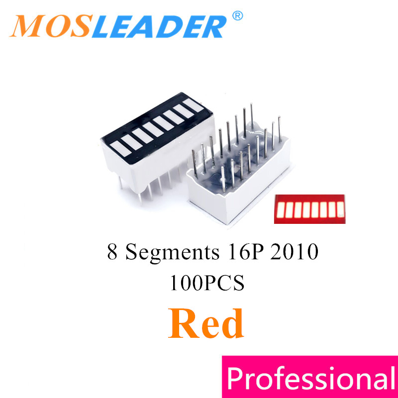 Mosleader 100 sztuk 8 wyświetlacz segmentowy czerwony 2010 8 segmentów DIP16 16P B8 anoda Bargraph listwa LED wykres światła wyświetlacz cyfrowy