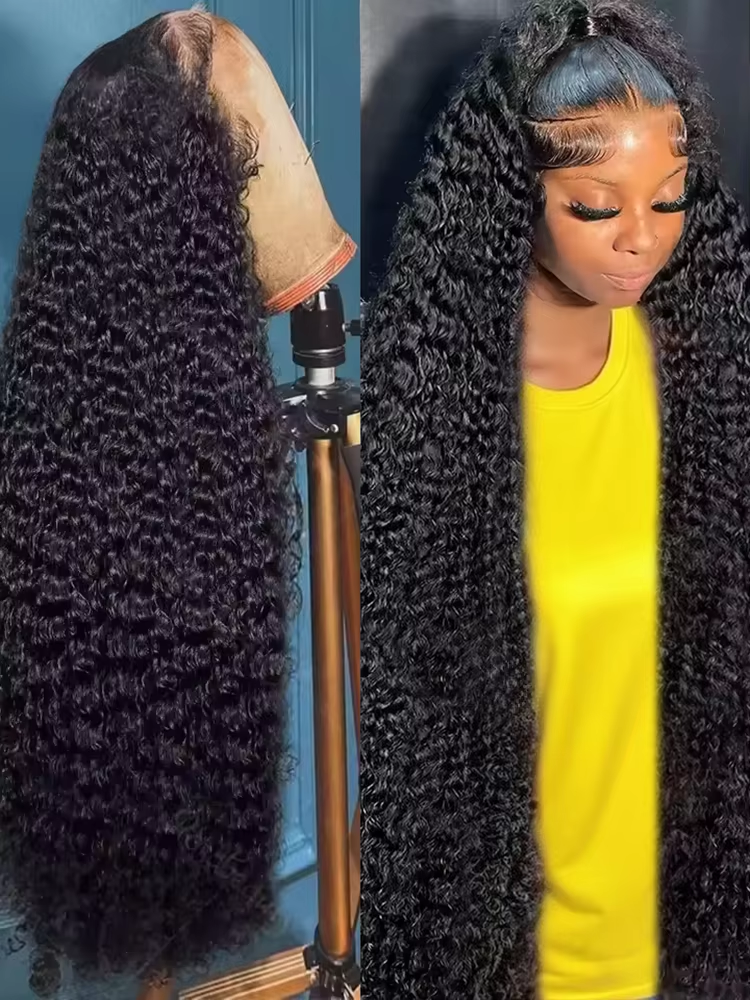 Malaysian Curly 200% Density 32 34 inch 13x6 HD Lace Front Human Hair Wigs Deep Wave 13x4 Frontal Wig Women Glueless Closure Wig
