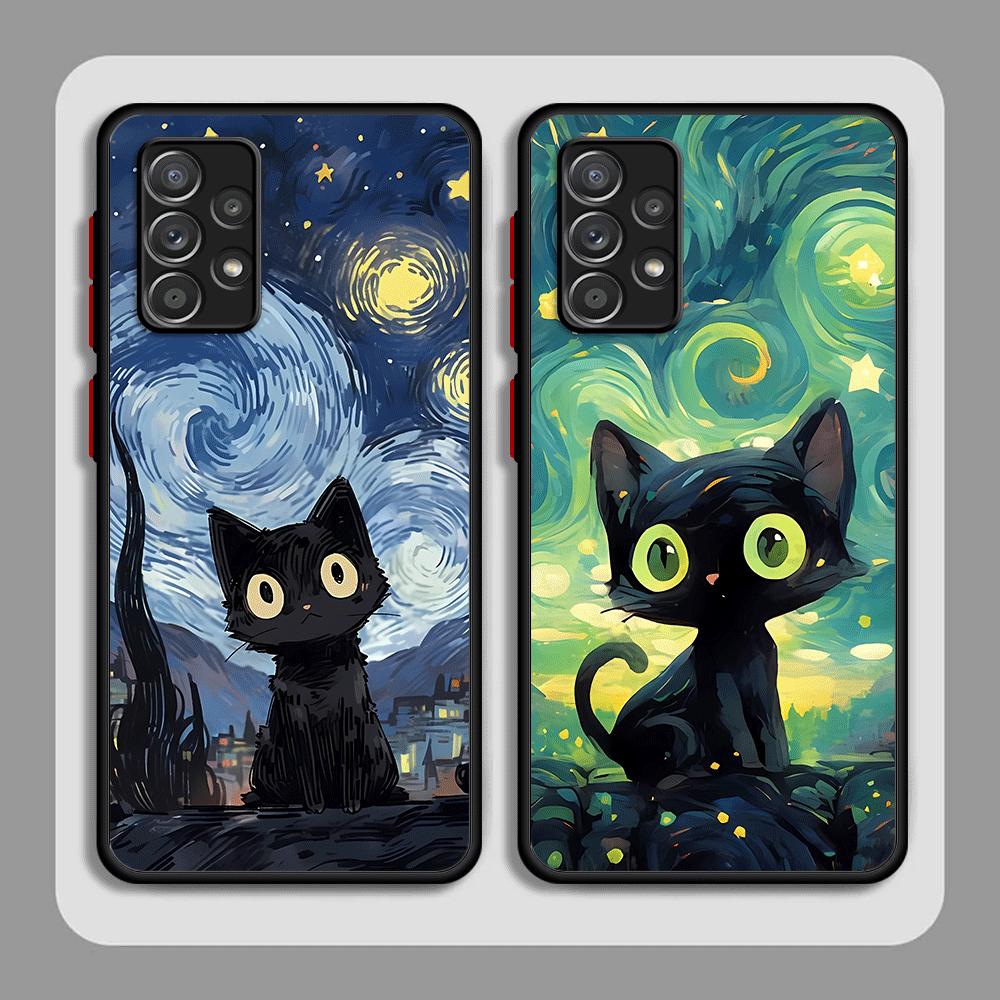 Starry Sky Cat Handyhülle für Samsung Galaxy A12 A13 A14 A21s A22 A23 A24 A32 A33 A34 A50 A51 A53 A54 A70 A72 A73 5G Cover