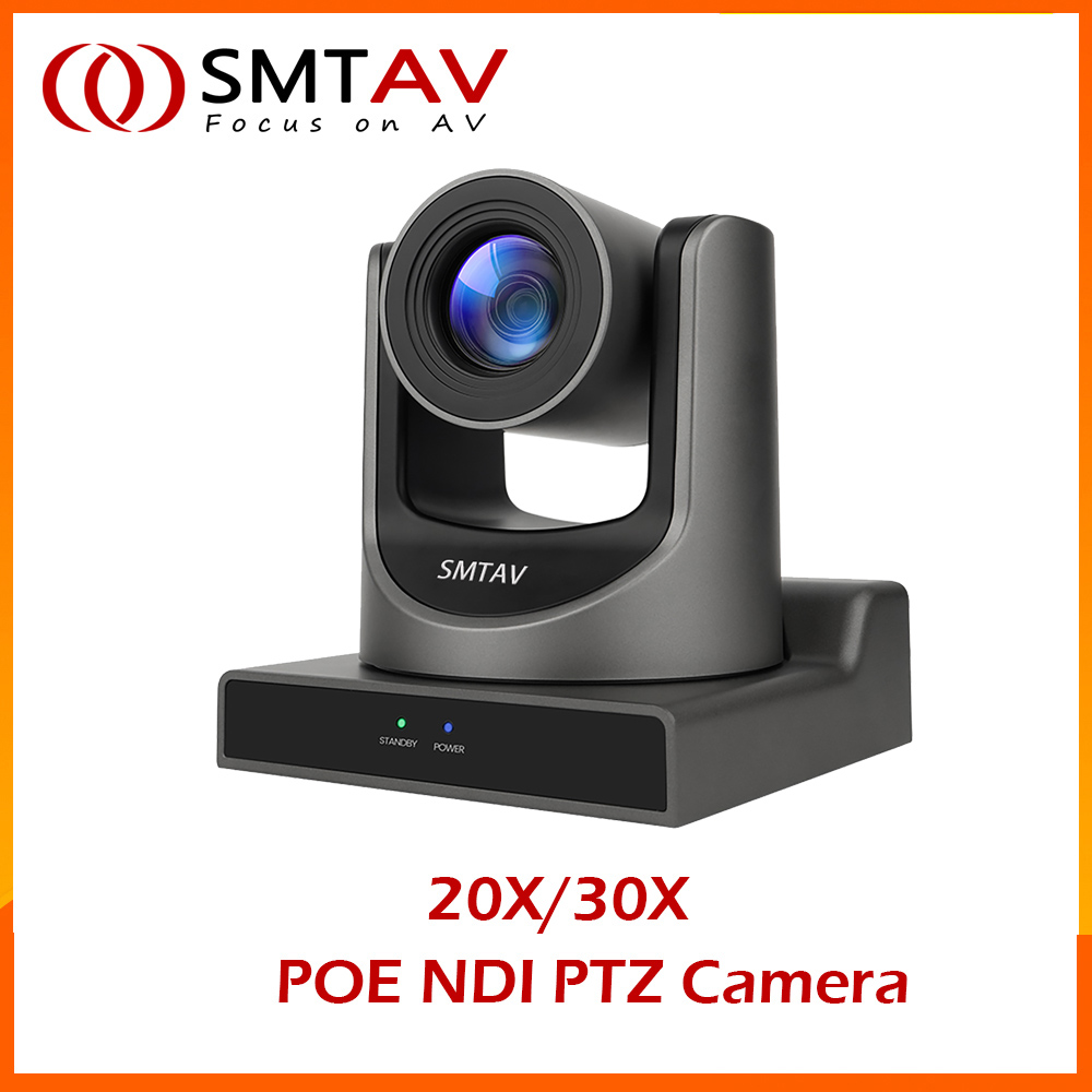 SMTAV AI-трекинг NDI | PTZ-камера HX 20x 30x для видеоконференций с выходами POE, HDMI, SDI, USB, для церковного вещания