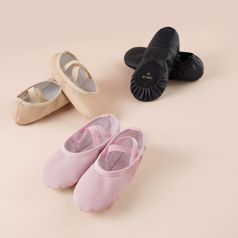 Scarpe da balletto per bambini Pantofole da allenamento per danza professionale con suola divisa morbida in pelle PU per ragazze antiscivolo