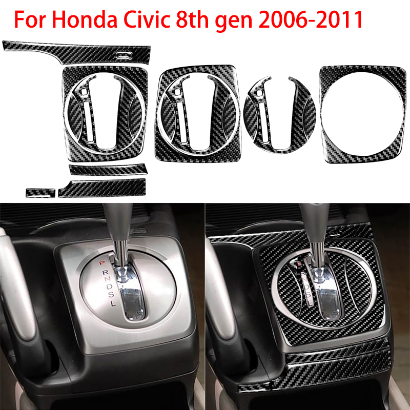 Voor Honda Civic 8 8e Gen 2006-2011 Auto Stickers Koolstofvezel Interieur Auto Versnellingspook Panel Cover Trim sticker Accessoires