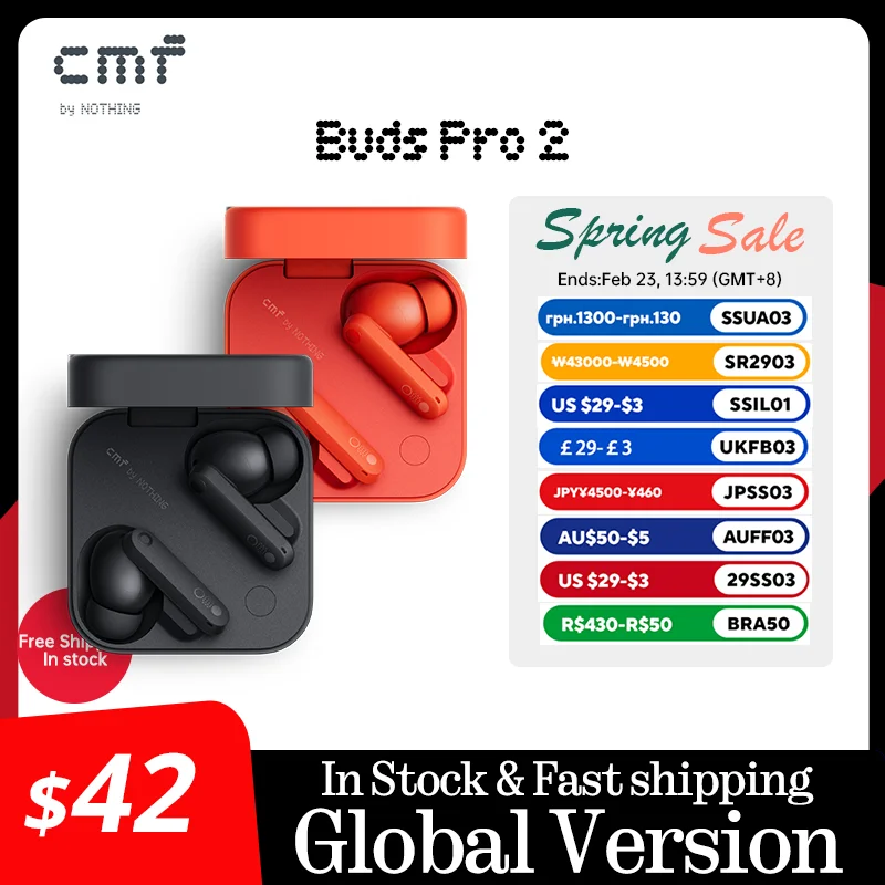 ハイブリッドアクティブノイズキャンセリングフォンPro2,Bluetooth 5.3,新しいグローバルバージョン,cmf,6 hd,マイクip55,50 db