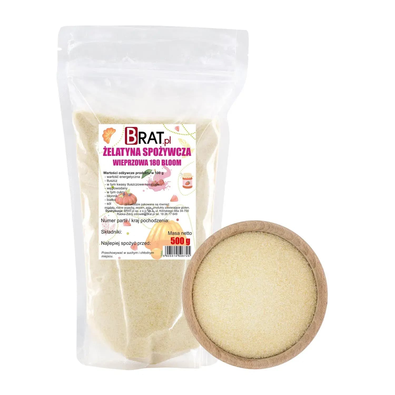 Żelatyna spożywcza wieprzowa 180 Bloom 500g
