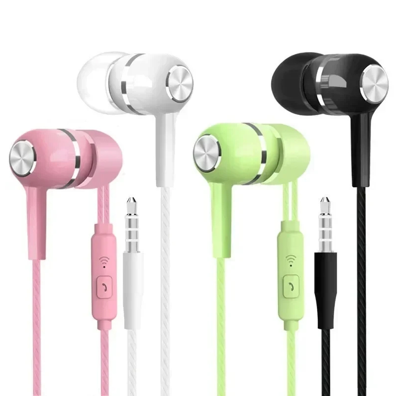 Cuffie cablate da 3.5mm cuffie auricolari cablate con microfono auricolari Stereo HiFi bassi controllo sportivo In linea per telefoni