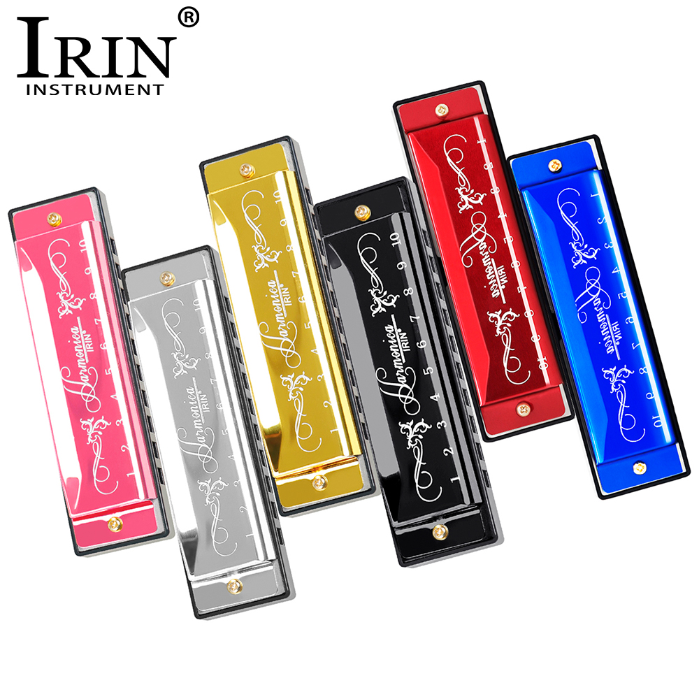 IRIN 10홀 하모니카 새로운 스타일의 다채로운 C키 하모니카 목관악기 초보자용 하모니카